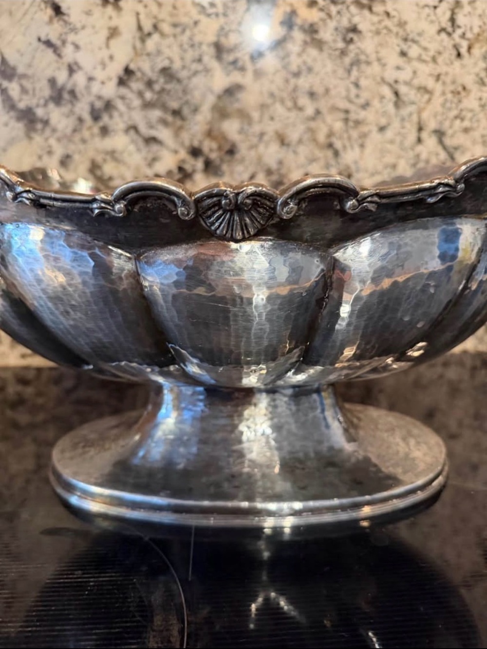 Hammered Silver Footed Bowl - Elegant Home Accent
